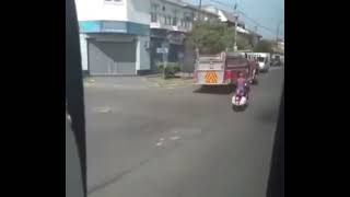 Cover art for spiderman chases fire trruck