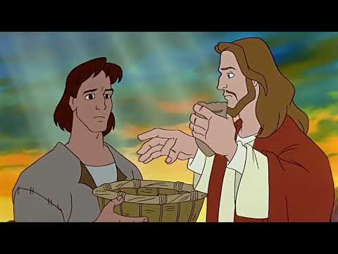 Desenho Bíblico - Jesus Multiplica Pães e Peixes e alimenta uma multidão - Jo 6, 1-15