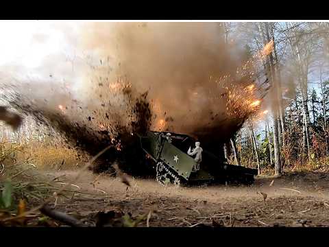 Explosion Blast Damage: Full-Metal RC Armored Truck Half-Track WWII 1:16 Realistic Battle Combat DIY