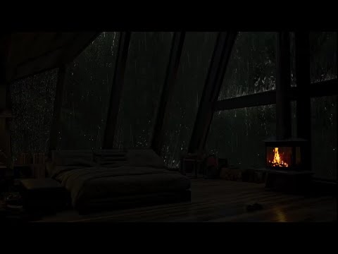 Cozy Attic Bedroom Ambience ⛈️ Relaxing Rain Sounds For Deep Sleep & De-Stress Body 💤 Heavy Rain