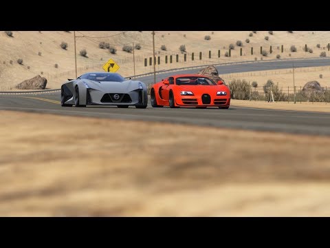 Nissan Concept 2020 Vision GT vs Bugatti Veyron 16.4 SS at Black Cat Country