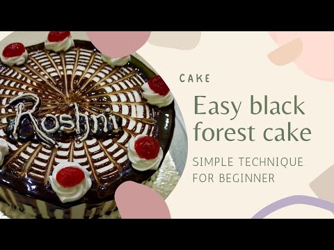 Easy black forest cake designing | cake design | simple cake design | spider design cake