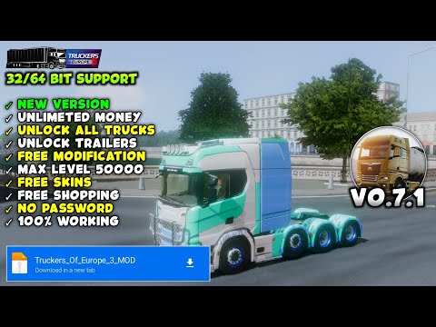 Truckers Of Europe 3 MOD APK v0.7.1 | Unlimited Money | Unlock All Trucks | Max Level & exp 60000