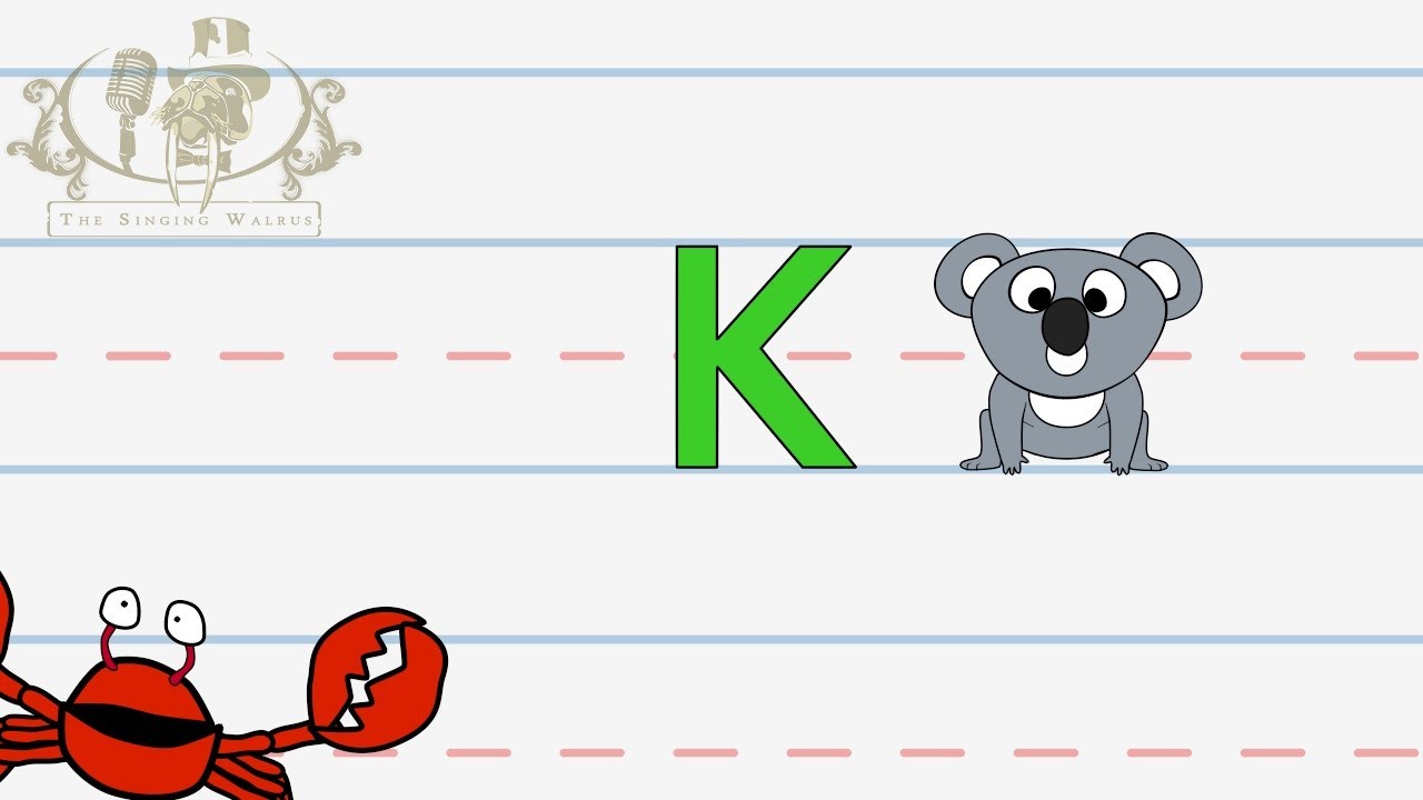 Write the letter K | Alphabet Writing lesson for children | The Singing Walrus
