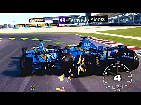 NEW GRID 2019 Game -Alonso's F1 Renault R26 Full Race Gameplay at Malaysian GP!