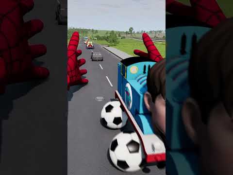 Weird Cars Crossing Triple Bollard & Spider-Man's Hands CRASH | BeamNG.Drive