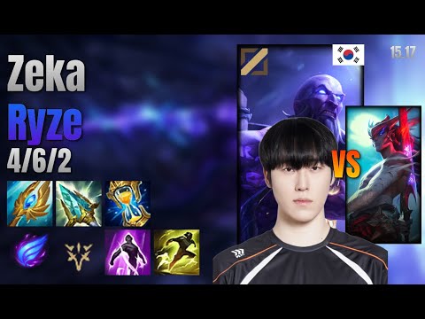 Zeka Mid Ryze vs Yone lol KR solo rank Full Game 15.17 | 제카 라이즈 vs 요네