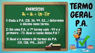 TERMO GERAL DA PROGRESSÃO ARITMÉTICA (P.A.) – EXERCÍCIOS RESOLVIDOS PASSO A PASSO