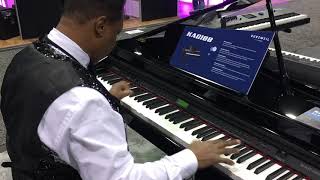 Video thumbnail for Kris Nicholson test drives the new Kurzweil KAG100 Digital grand at Namm 2020 by KMNKeyboardVault