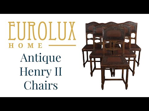 Antique Henry II Dining Chairs | Embossed Leather & Art Nouveau Charm