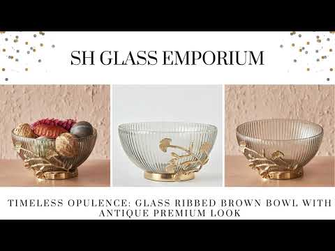 Colored timeless opulence: glass ribbed brown bowl with anti...