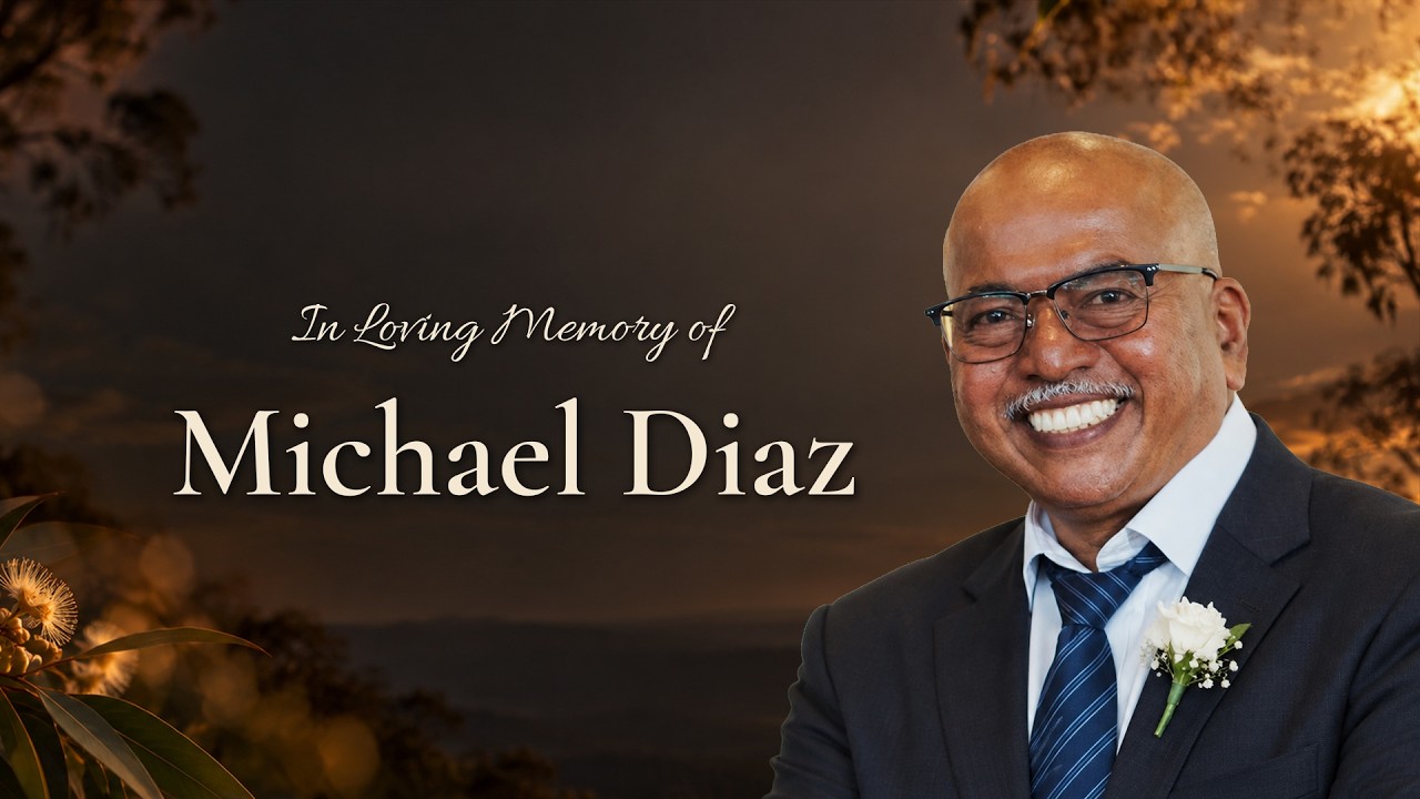 Memorial service livestream thumbnail for Michael Diaz