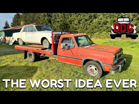 Can I Drive This Terrifyingly Sketchy 1992 Dodge D350 "Ramp Truck" Home? (Towing My New Project Car)