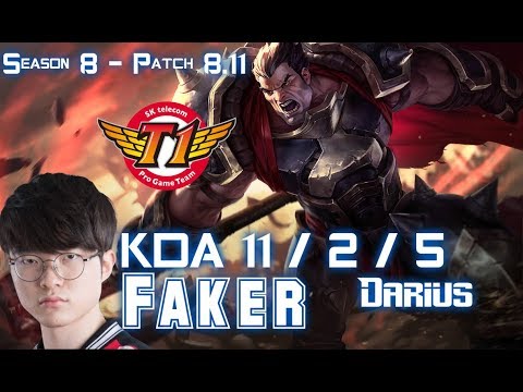 SKT T1 Faker DARIUS vs RYZE Mid - Patch 8.11 KR Ranked