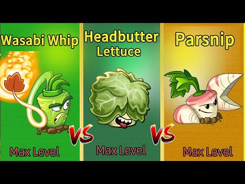 PvZ 2 Strongest Challenge Headbutter Lettuce Vs Parsnip Vs Wasabi Whip (Plant War)