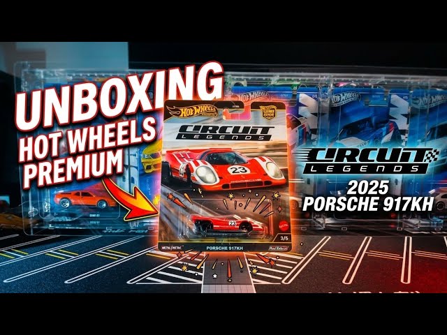 Vídeo relacionado con Hot Wheels Premium Car Culture Circuit Legends Porsche 917K Coche de juguete metálico coleccionable a escala 1:64, vehículo con neumáticos Real Riders, JBK63