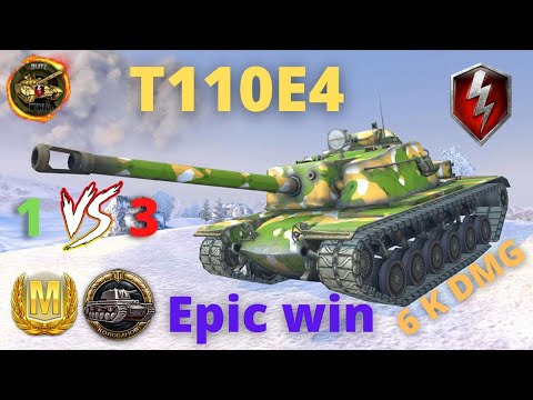wot blitz T110E4 1 vs 3 Ace Mastery & kolobanov gameplay