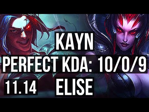 KAYN vs ELISE (JUNGLE) | 10/0/9, 67% winrate, Legendary | KR Master | v11.14