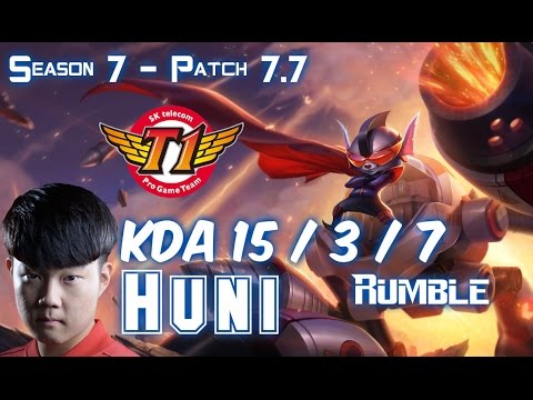 SKT T1 Huni RUMBLE vs GANGPLANK Top - Patch 7.7 KR Ranked