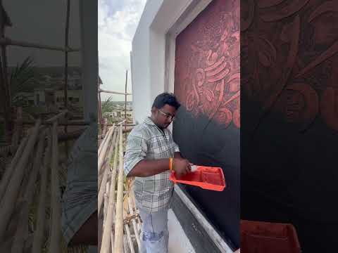 🎨 Textured Wall Art with Lord Ganesha Stencil | Modern Wall Design