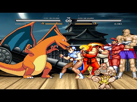 Charizard VS Street Fighter RYU KEN GUILE BLANKA DHALSIM BISON SAGAT ZANGIEF CHUNLI - POKEMON X SF