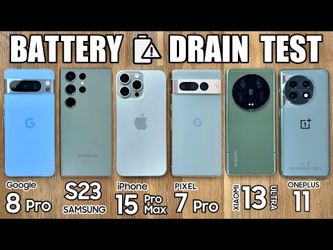 Google Pixel 8 Pro vs iPhone 15 Pro Max / Samsung S23 Ultra / Xiaomi 13 Ultra - BATTERY DRAIN TEST!