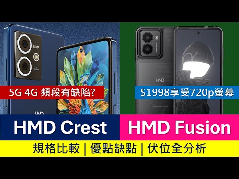 平過小米5G機! HMD Crest、HMD Fusion規格比較、伏位全分析 | 網絡頻段有缺陷 | Unisoc T760性能絕不失禮