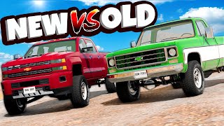 NEW vs OLD FORD &amp; CHEVY Trucks Race &amp; Crash in BeamNG Drive Mods!