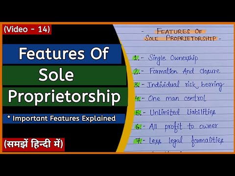 Features Of Sole Proprietorship | Forms Of Business Organisation | BBA | BCOM |