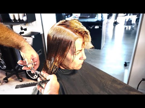 AMAZING ANTI AGE HAIRCUT - SHORT BLONDE BOB WITH BANGS
