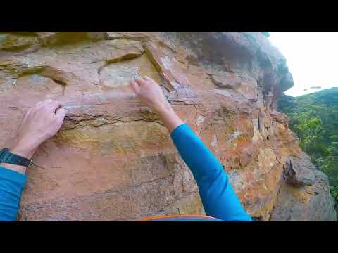 Climbing Truffle Shuffle (23) at Bell Supercrag, Blue Mountains