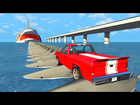 Shark Speed Bumps Crashes - BeamNG Drive (Cars Vs Sharks)