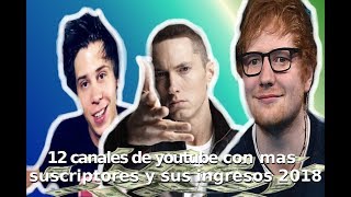 12 Canales de Youtube con mas suscriptores y sus ingresos 2018 | H3TV |