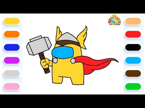 Learn to Draw Among Us But Thor is the Imposter - Drawing and Coloring Tutorial for Kids