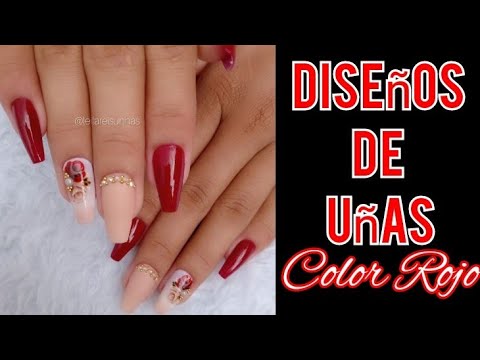DISEÑOS DE UÑAS ROJO Y DORADO 2022 #nails #nailsart #tendenciaenuñas #tendencias #uñasdecoradas2023
