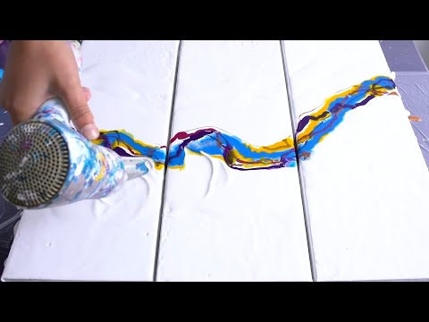 Acrylic pour triptych - Dutch Pour Technique in one go - MUST SEE!