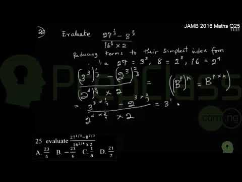 Indices - JAMB 2016 MATHS Question 25