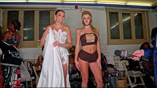 Models Sara Rybecki and Rachel Pizzolato walk for Designer Idol Jose @ArtHeartsFashion NYFW