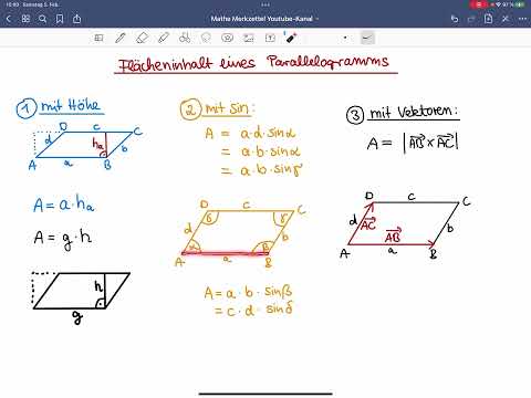 Flächeninhalt eines Parallelogramms, Formeln mit Höhe, mit Sinus, mit Vektoren￼