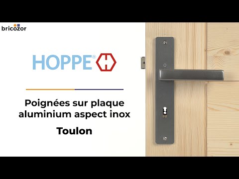 Poignées de porte sur plaques - 195 mm - alum - aspect inox - Toulon HOPPE
