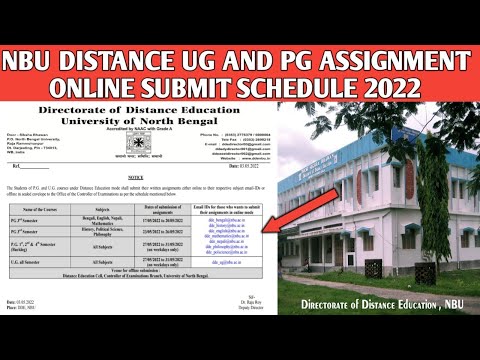 NBU Distance PG and UG online Assignment Submit Full Schedule 2022 || University of North Bengal