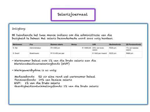 Rekeningkunde Gr 10 - Salarisjoernaal