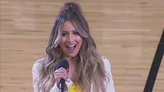 Michelle Sussett sings the National Anthem at the HEAT Arena 2018