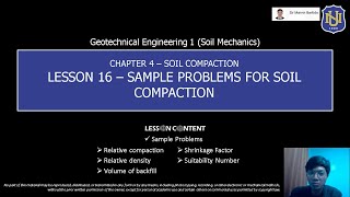 Geotechnical Eng'g 1 (Soil Mechanics) - Sample Problems for Soil Compaction