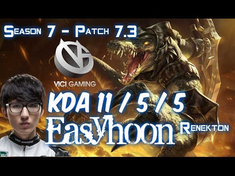 VG Easyhoon RENEKTON vs FIORA Top - Patch 7.3 KR Ranked