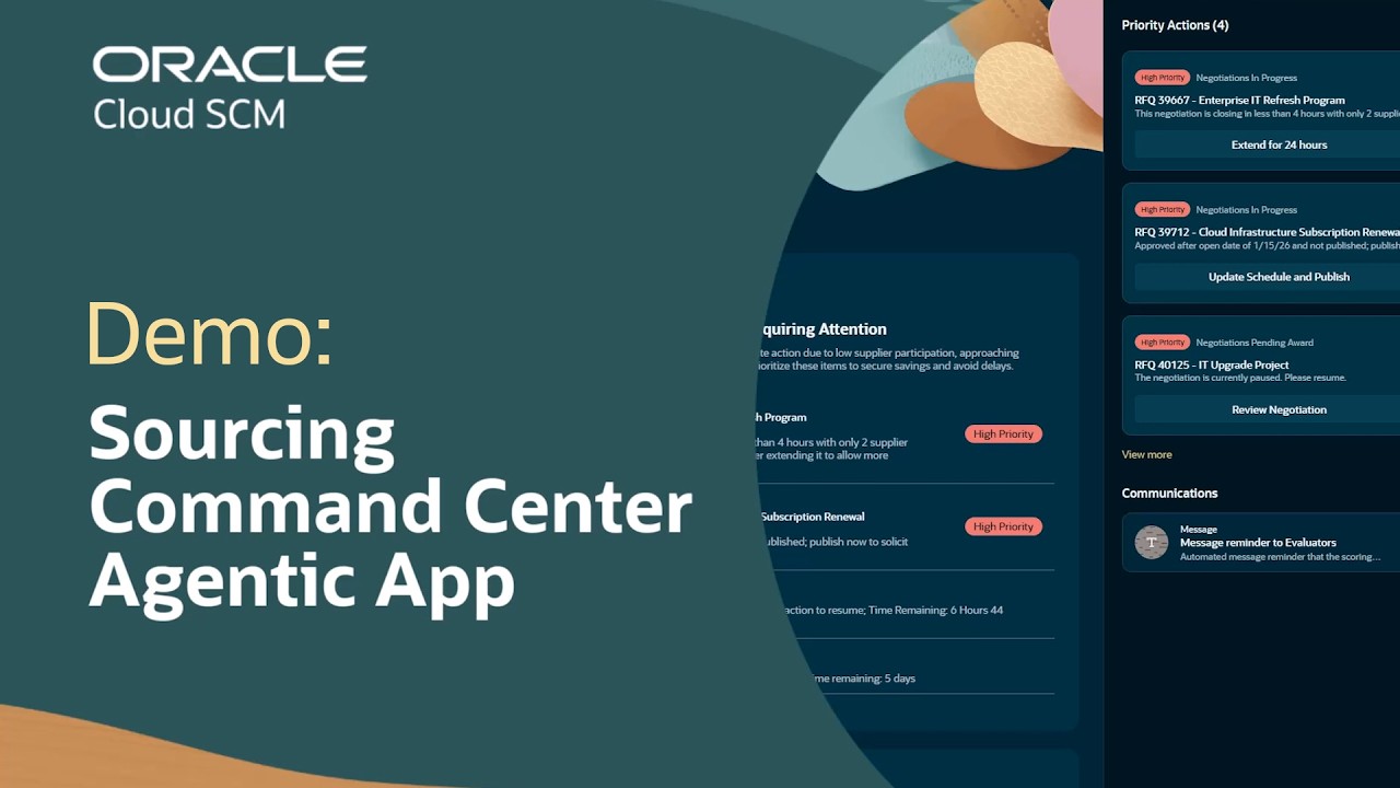 Agentic App Sourcing Command Center in Oracle SCM: Demo