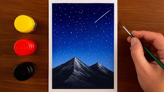 Moonlight painting with poster colour | Night scenery painting | Painting 