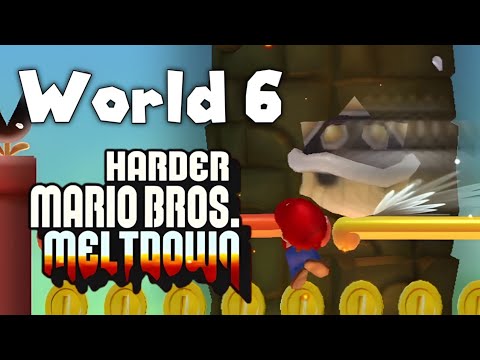 Harder Mario Bros. Meltdown World 6 - New Super Mario Bros Wii Mod Gameplay