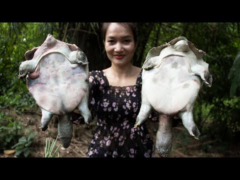Special Roasted softshell turtle with sea salt and fish past sauce #cooking