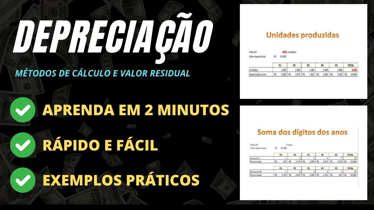 Depreciação   métodos de cálculo e explicação do valor residual   CPC 27